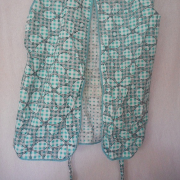 Vintage Mod Green checked Smock Apron - Picture 7 of 7